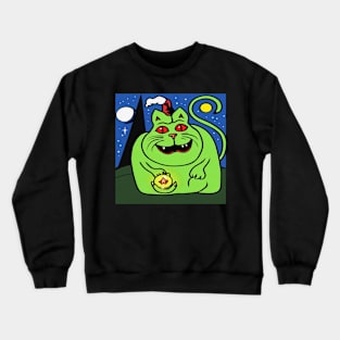 Christmas night with nurse witch cat Crewneck Sweatshirt